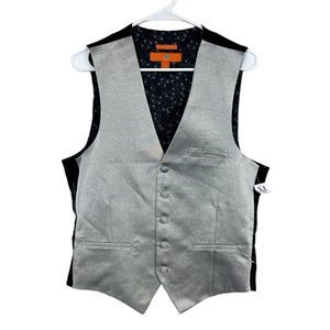 NWT Egara Silver Black Formal Vest Size Medium